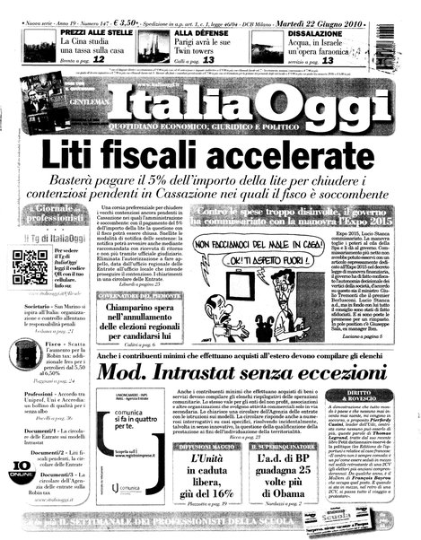 Italia oggi : quotidiano di economia finanza e politica